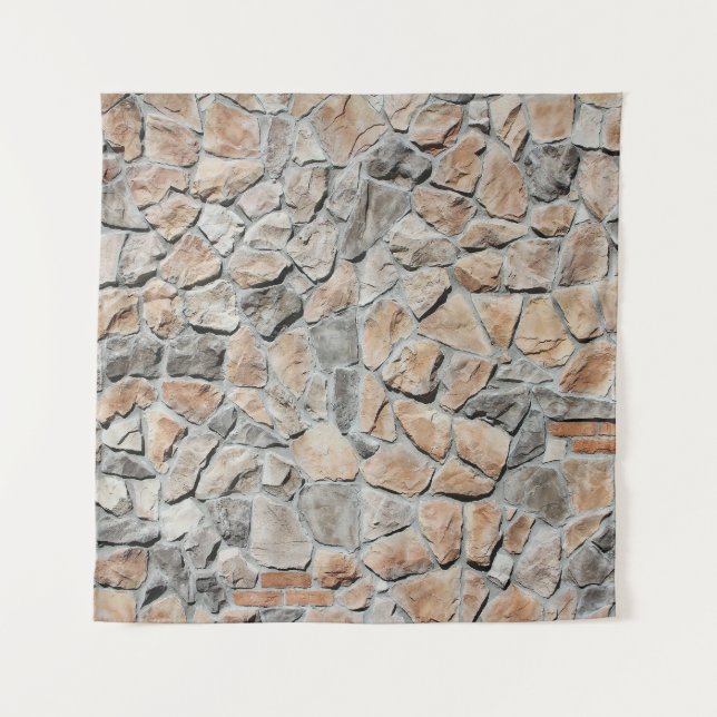 Tenture Vieux Château Brown Pierre Texture (Devant)