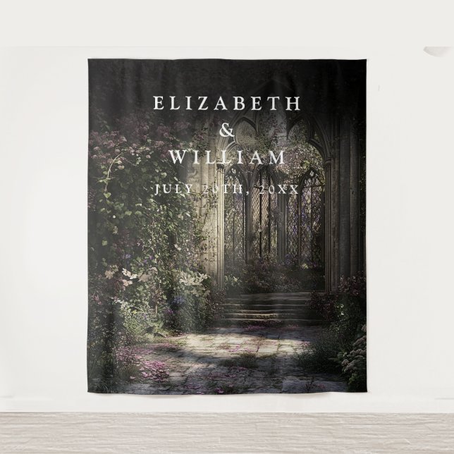 Tenture Vieux Château gothique Jardin Photo Booth Prop Bac (Devant)