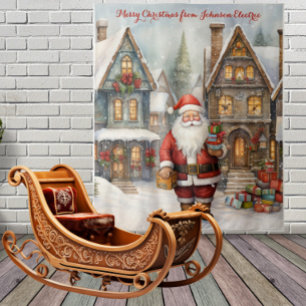 Tenture Village de Noël avec le Père Noël