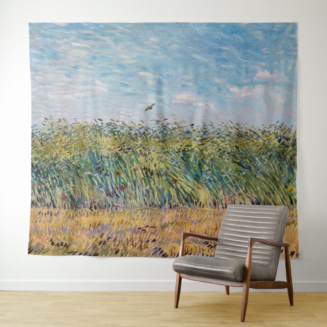 Tenture Vincent van Gogh - Champ de blé avec une lark (En situation (horizontale))