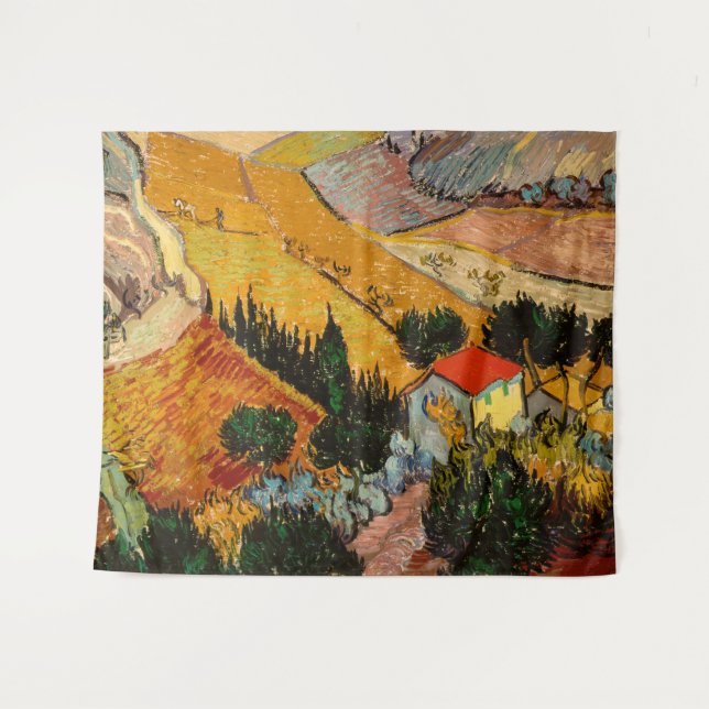 Tenture Vincent van Gogh - Paysage, Maison et Plowman (Devant (Horizontal))