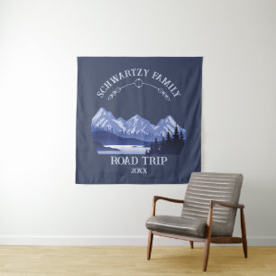 Tenture Vintage Blue Mountain Lake Sunset