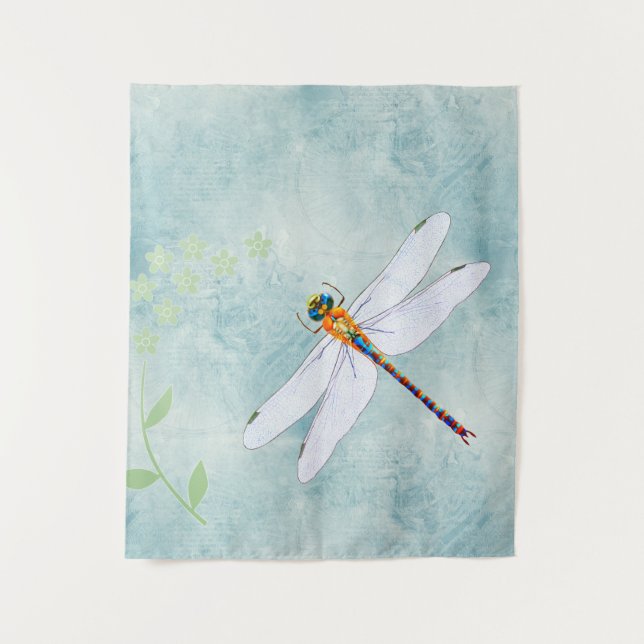 Tenture Vintage Dragonfly on Faded Floral (Devant)