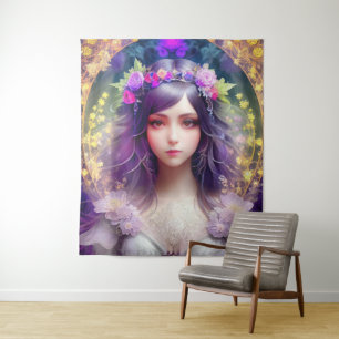 Tenture Vintage Mucha Style Belle femme Portrait