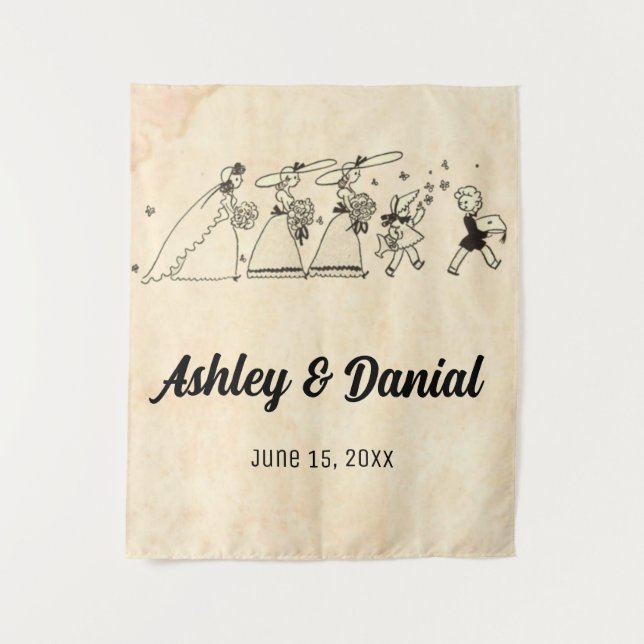 Tenture Vintage Retro Ancienne cérémonie Mariée Rustique M (Devant)