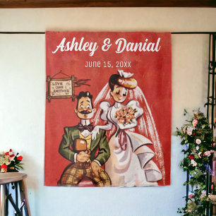 Tenture Vintage Retro Vieux Marié Et Groom Rustique Mariag
