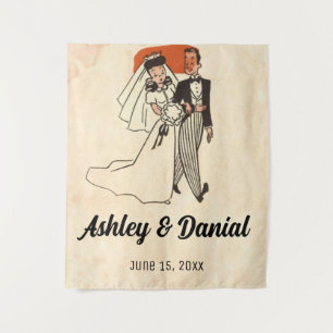 Tenture Vintage rétro vieux marié et marié mariage rustiqu