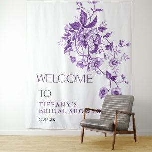 Tenture Vintage Toile de Jouy Fleurie Violette pour une Fê