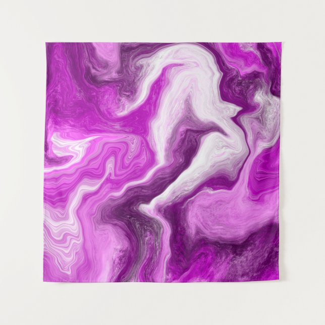 Tenture Violet et Marbre blanc Fluide Art (Devant)