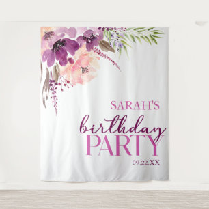 Tenture Violet Magenta Purple Floral fête d'anniversaire