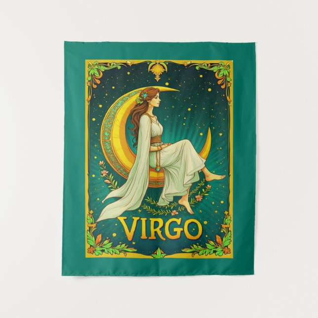 Tenture Virgo Maiden assis sur Crescent Moon (Devant)