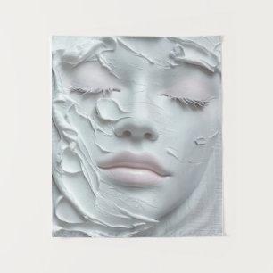 Tenture Visage de Fille Éthérée dans une Texture Douce Bla
