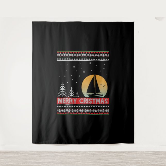 Tenture Voilier Voile Vilant Vilain Noël Vilain Cadeau (Devant)