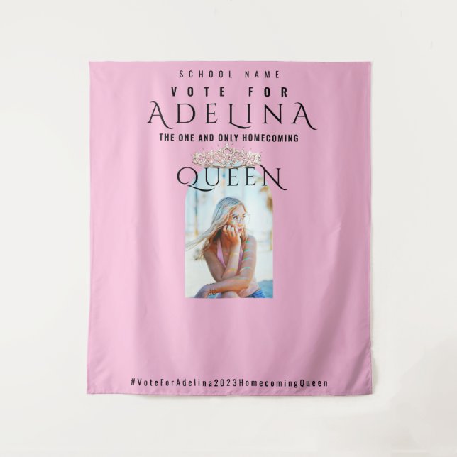 Tenture Vote Homecoming Queen Pink HOCO Contexte photo (Devant)