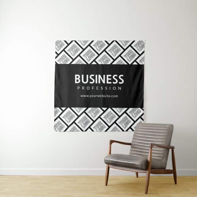 Tenture Votre logo Motif et nom commercial modifiable (En situation)