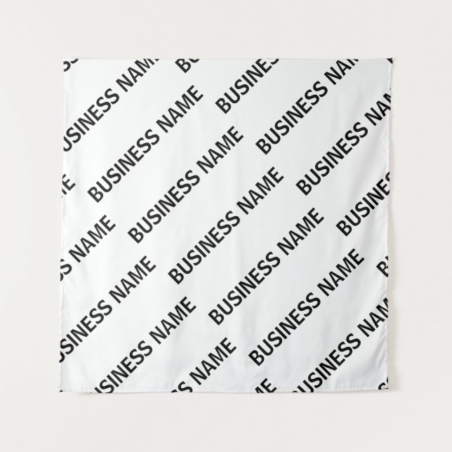 Tenture Votre Motif de nom d'entreprise | Noir et blanc (Devant)