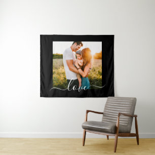 Tenture Votre Photo Tapestry Modèle Love Texte noir