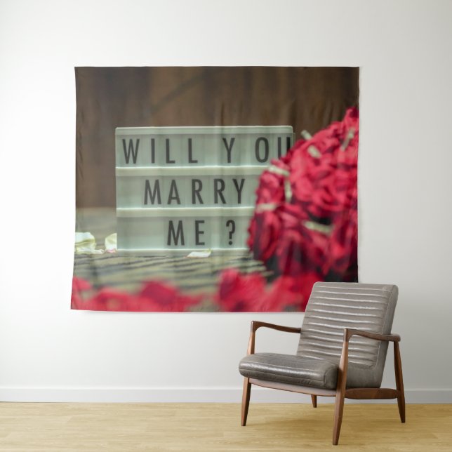 Tenture Vous m'épouserez ? Demande en mariage (En situation (horizontale))