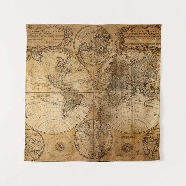 Tenture Voyage historique : 1746 Carte du monde (Devant)