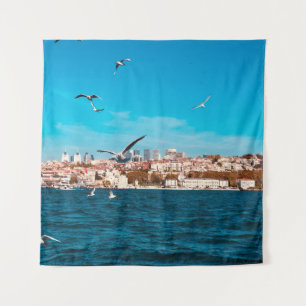 Tenture Vue d'Istanbul avec mouettes par beau temps, B