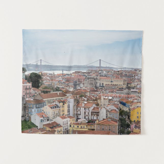 Tenture Vue sur la vieille ville de Lisbonne et le pont du (Devant (Horizontal))