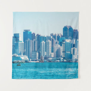 Tenture Vue sur le port de Hong Kong de jour. asie, asie,