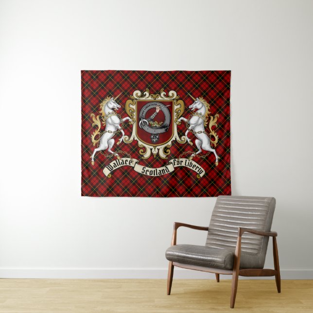 Tenture Wallace Clan Badge & Tartan (En situation (horizontale))