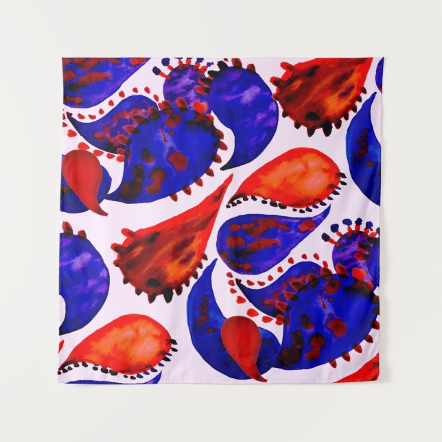 Tenture Watercolor seamless pattern with paisley. Abstract (Devant)