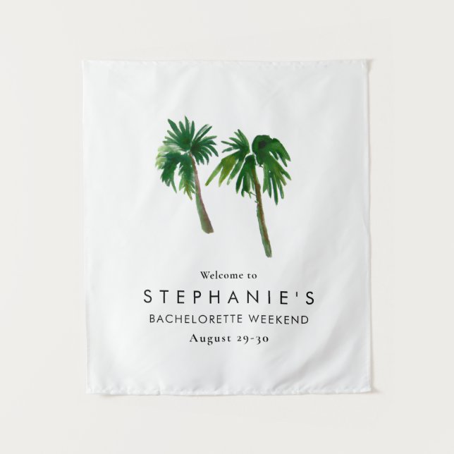 Tenture Watercolor Tropical Palm Trees  Bachelorette    (Devant)