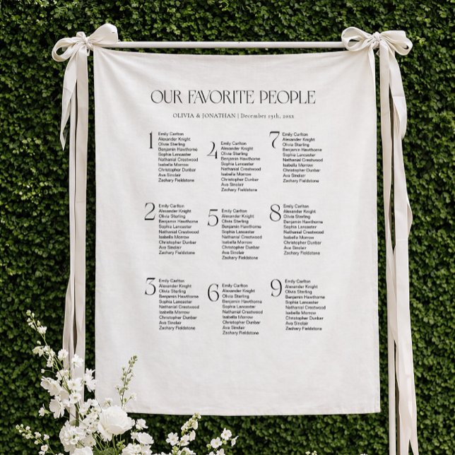 Tenture Wedding Seating Chart Fabric 9 Tables Fabric (Créateur téléchargé)