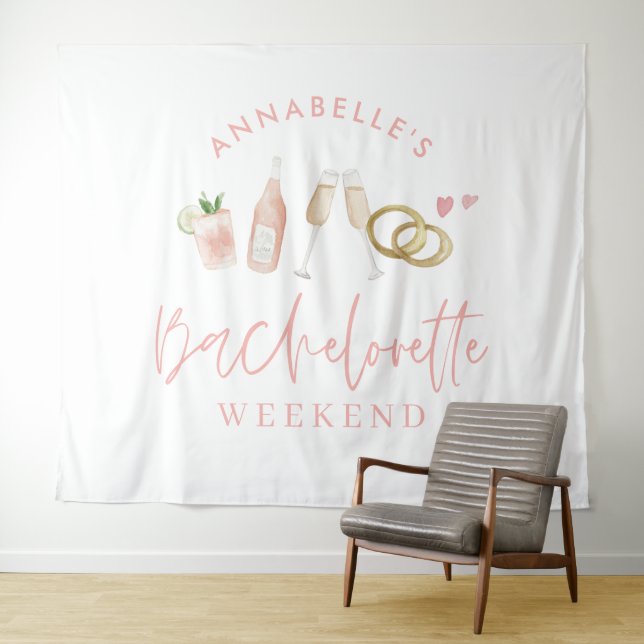 Tenture week-end champagne rose girly moderne (En situation (horizontale))