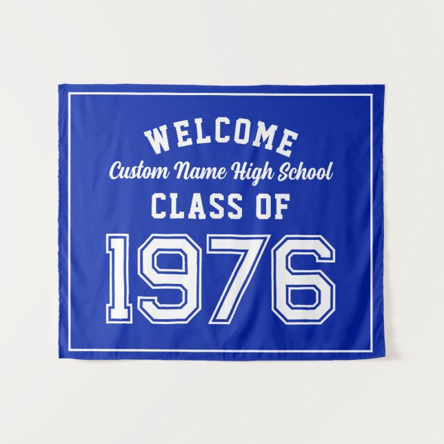 Tenture Welcome Class of 1976, Blue Reunion Party Decor (Devant (Horizontal))