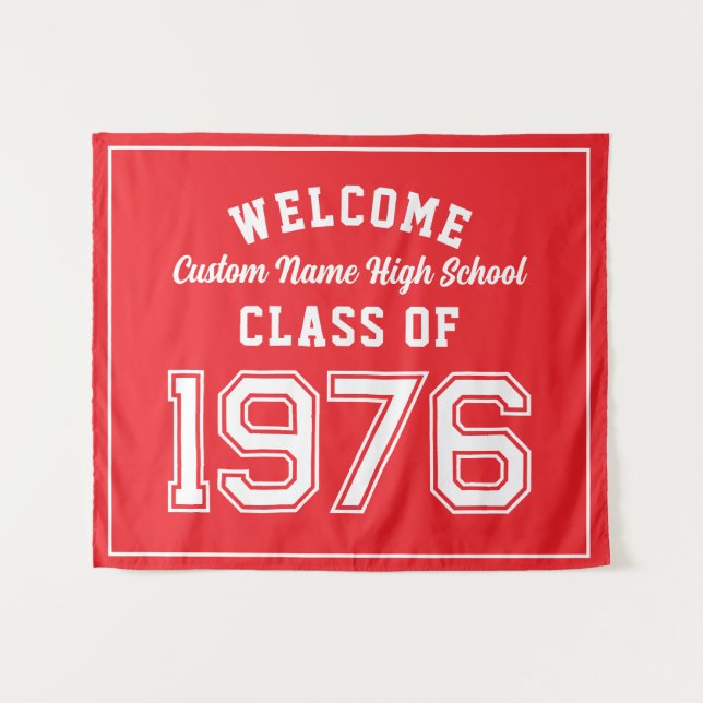 Tenture Welcome Class of 1976, Red Reunion Party Decor (Devant (Horizontal))
