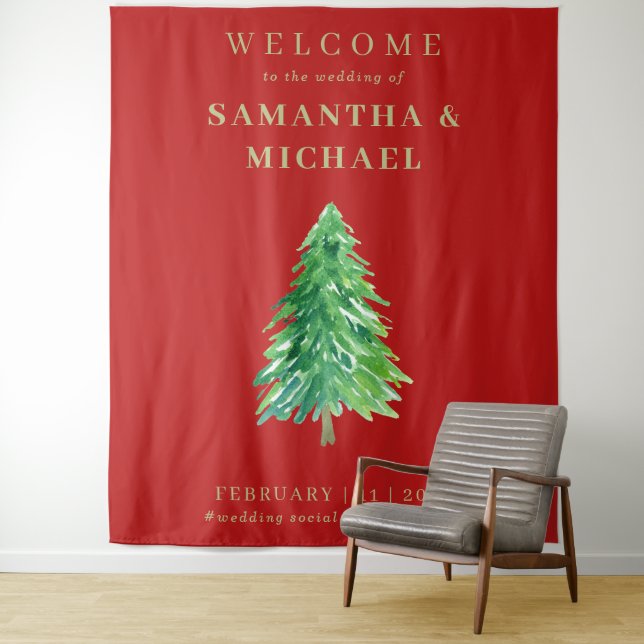 Tenture Welcome to the wedding Christmas  (En situation)