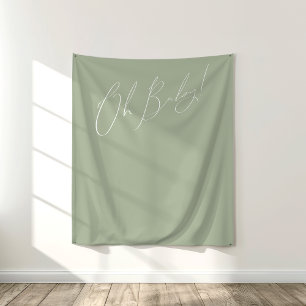 Tenture Whimsical Sage Green Oh Baby Backdrop
