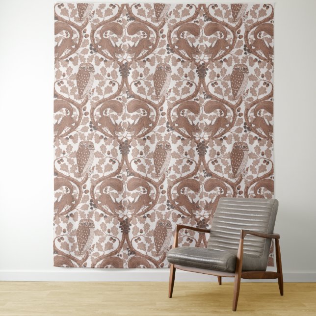 Tenture Whispers/Chouettes et écureuils des bois dans le c (En situation)