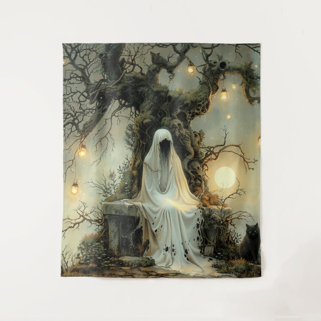 Tenture Whispers Sous la lanterne Halloween (Devant)