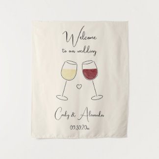 Tenture White Red Wine Glass Wedding Welcome