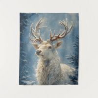 White Stag Portrait Mysar Winter Art