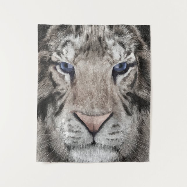 Tenture White Tiger Head  (Devant)