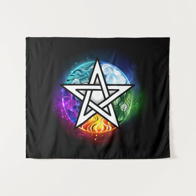 Tenture Wiccan pentagram (Devant (Horizontal))