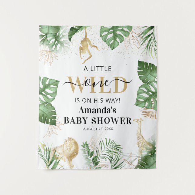 Tenture Wild One Jungle/Safari Baby shower Photo fond (Devant)