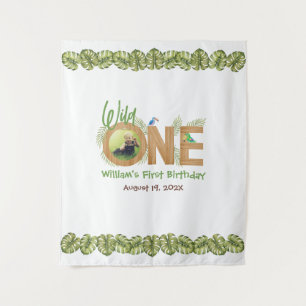 Tenture Wild One Photo Jungle Feuilles 1er anniversaire Co