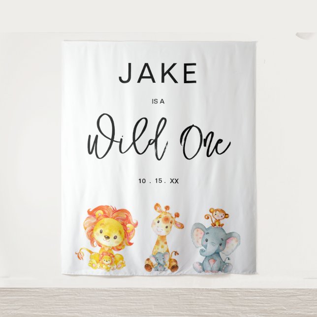 Tenture Wild One Safari Jungle 1er anniversaire (Devant)