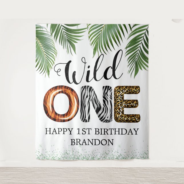 Tenture Wild One Safari Jungle 1er Anniversaire Photo fond (Devant)