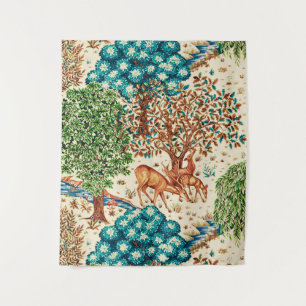 Tenture William Morris Cerf au bord d'un ruisseau Beige