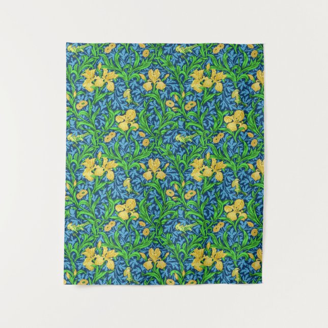 Tenture William Morris Irises, jaune et bleu de cobalt (Devant)
