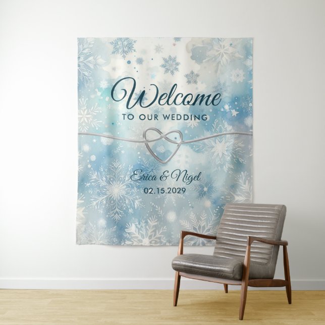 Tenture Winter Wonderland Mariage Accueil Contexte (En situation)