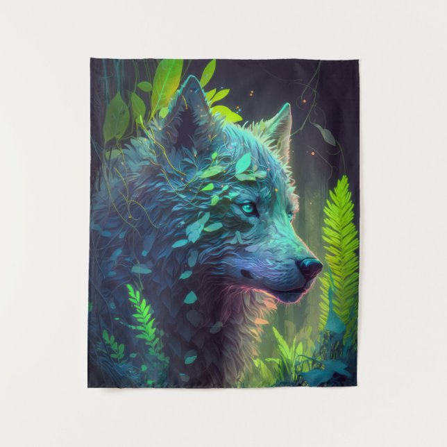 Tenture Wolf Animal Portrait Peinture Faune En Plein Air (Devant)