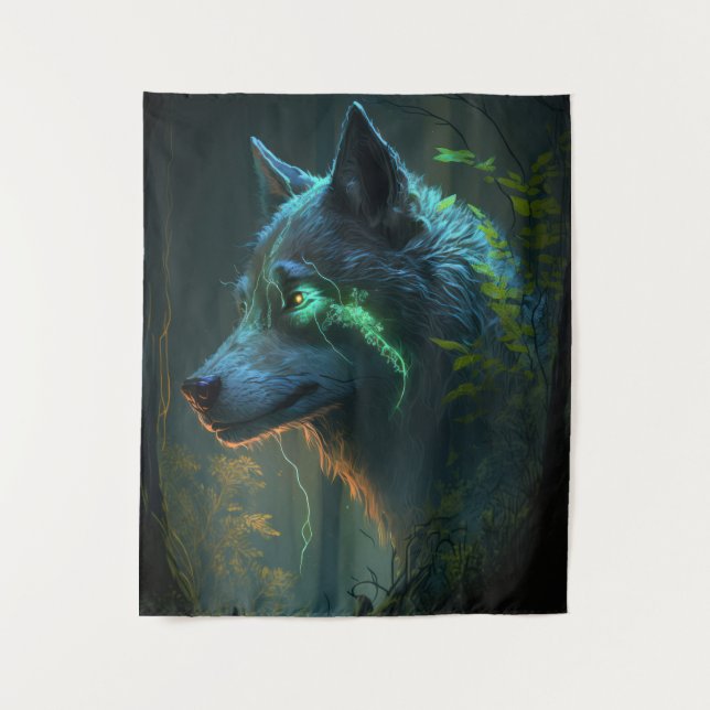 Tenture Wolf Animal Portrait Peinture Faune En Plein Air (Devant)